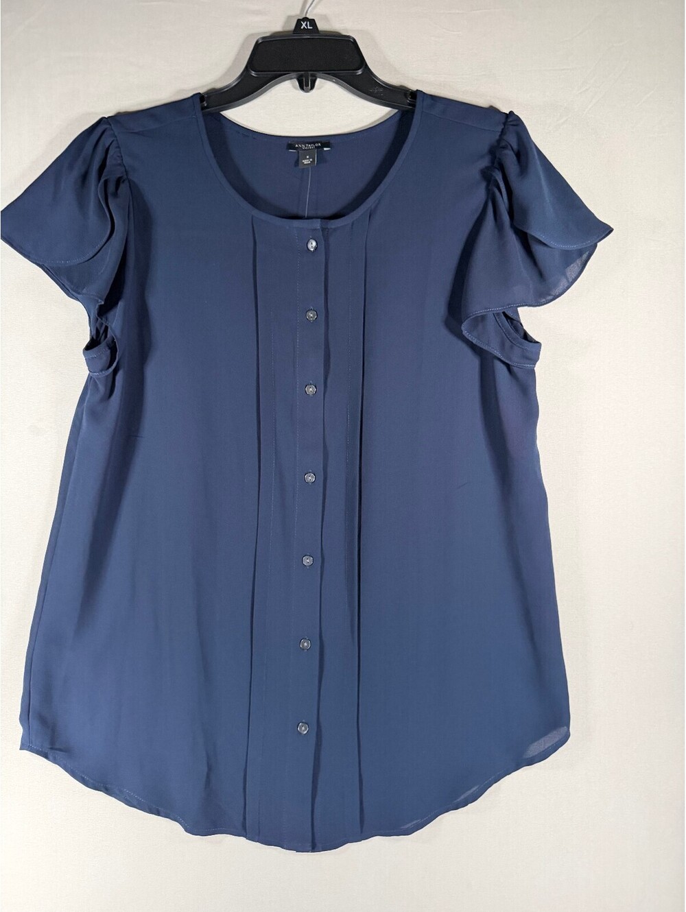Ann Taylor Factory Navy Blue Button-Up Blouse Size Medium NWT